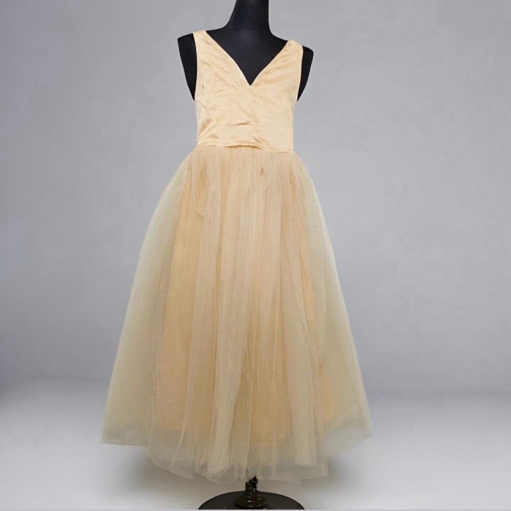 LAVATIER V-Neck Satin Flower Girl Dress for Special Occasions Pretty Princess